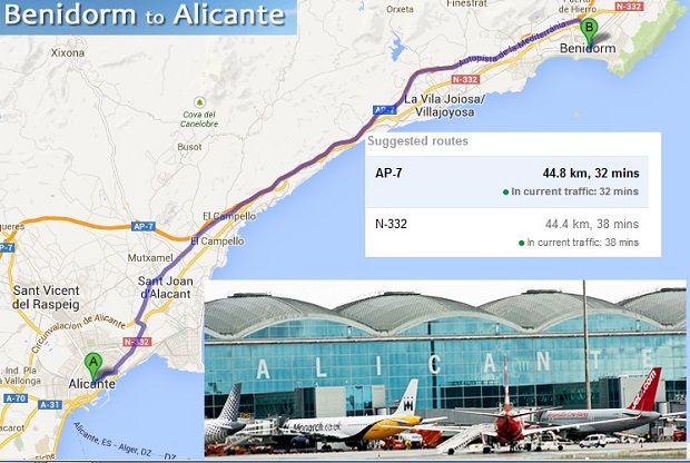 how to reach from alicante airport to benidorm